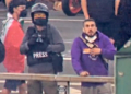 Ismael Vega stands on the Main Street freeway overpass during anti-ICE riots in Los Angeles, according to federal prosecutors