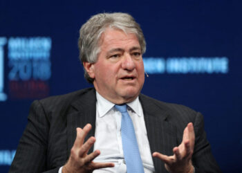 FILE PHOTO: Leon Black, Chairman, CEO and Director, Apollo Global Management, LLC, speaks at the Milken Institute's 21st G...