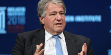 FILE PHOTO: Leon Black, Chairman, CEO and Director, Apollo Global Management, LLC, speaks at the Milken Institute's 21st G...