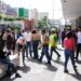 People pictured in a street in San Salvador, El Salvador's capital, following an evacuation