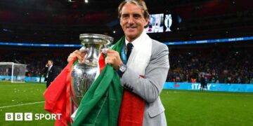 Roberto Mancini on the sidelines while managing in Italy