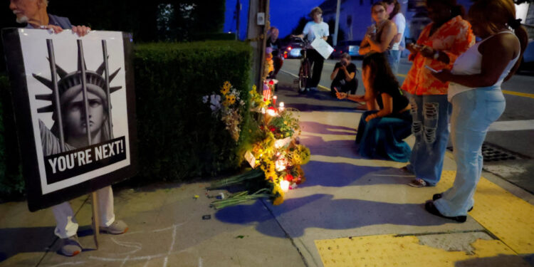 Candlelight memorial service following a shooting involving U.S. Immigration and Customs Enforcement (ICE) in Biddeford