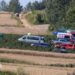 Emergency services work at the site where an unidentified flying object, believed to be a Russian cruise missile, as Ukraine's foreign minister said on Thursday, fell after violating Polish airspace