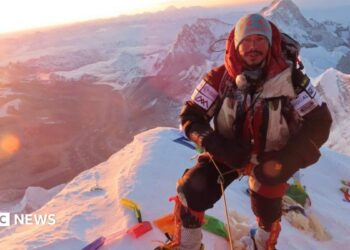 Nirmal Purja at the summit of Mount Everest
