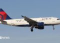 A Delta Airlines Airbus A319 at McCarran International Airport, Las Vegas, US on 14th January 2020