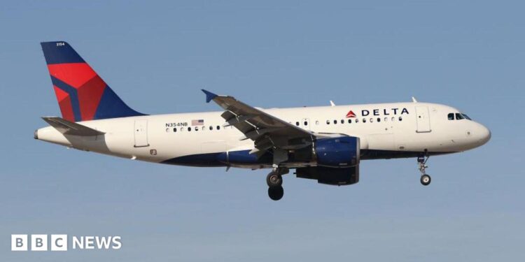 A Delta Airlines Airbus A319 at McCarran International Airport, Las Vegas, US on 14th January 2020
