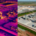 Thermal imagery (left) captured in late March shows one of the 10 gas-fired turbines in operation at OpenAI’s flagship data center in Abilene, Texas. The turbines – located directly beside a residential compound - are among the thousands of data center on-site power sources identified by Floodlight approved through minor permits that do not require public input or extensive environmental reviews.