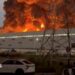 Smoke rises from a Wildberries warehouse on fire after an attack in Nevinnomyssk, Russia, July 22, 2026