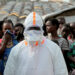 A health worker in personal protective equipment in Congo