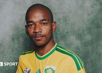 Jayden Adams of South Africa poses for a portrait during the official Fifa World Cup 2026 portrait session