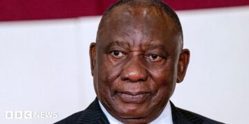 President Cyril Ramaphosa looks on at an official event