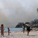 Smoke fills the sky as a fire burns through mixed agricultural and forest land in Plomari, Lesvos, Greece, 29 July 2026