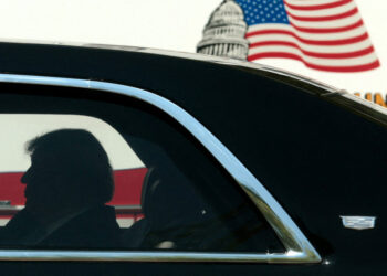 U.S. President Donald Trump departs the White House