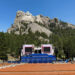 Stage is set up at Mount Rushmore National Memorial, in Keystone