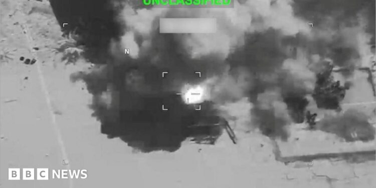 Explosion at an unknown location, during what U.S. Central Command says are strikes on Iran