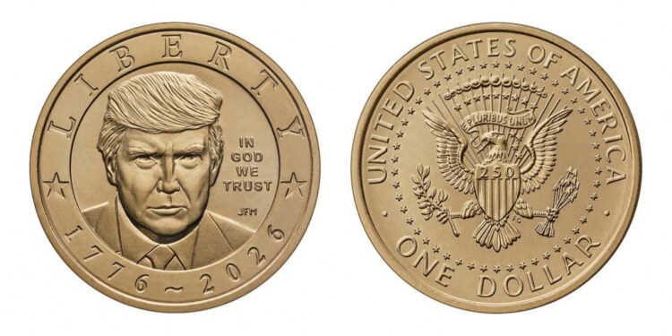 Handout image of a new coin, featuring U.S. President Donald Trump