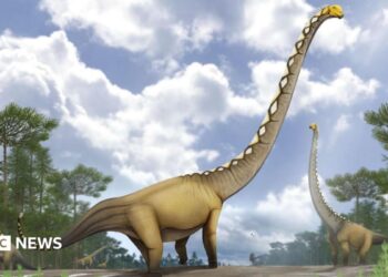 An artist impression of a new dinosaur discovered in Thailand.