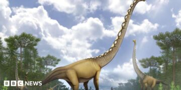 An artist impression of a new dinosaur discovered in Thailand.