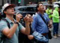 A building on 42nd Street which was reported to have structural issues in New York City