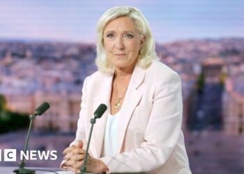 Marine Le Pen in a TV studio