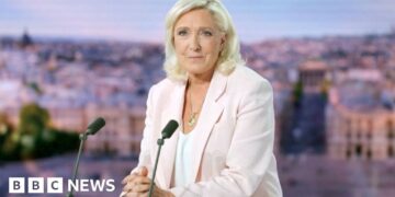 Marine Le Pen in a TV studio