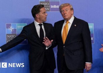 Mark Rutte walking with Donald Trump