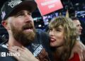 Travis Kelce and Taylor Swift in 2024.