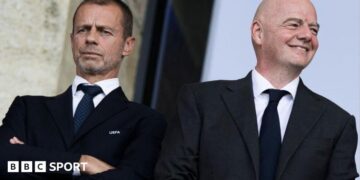 Uefa president Aleksander Ceferin (left) and his Fifa counterpart Gianni Infantino