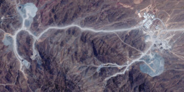FILE PHOTO: A satellite image of Natanz nuclear facility and Pickaxe Mountain, near Natanz in Iran