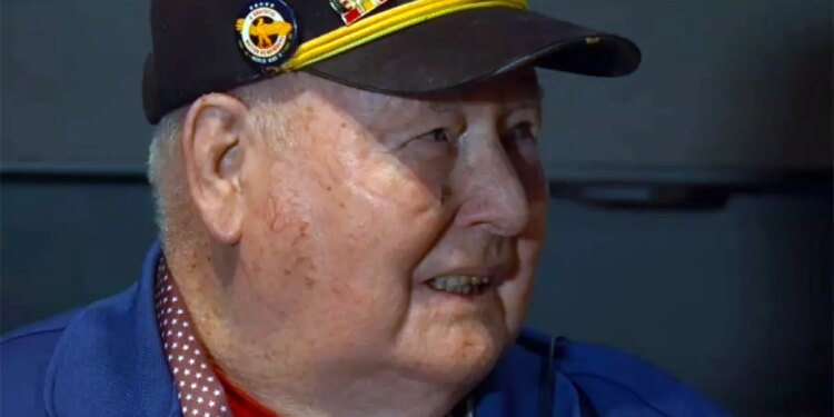 WWII veteran Glenn Fisher after receiving Purple Heart