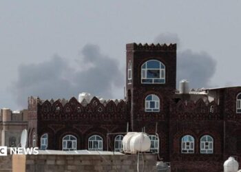 Smoke rises over Sanaa aiport, Yemen (13 July 2026)