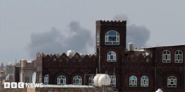 Smoke rises over Sanaa aiport, Yemen (13 July 2026)