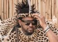 King Misuzulu kaZwelithini is pictured in sunglasses and leopard print ceremonial clothing