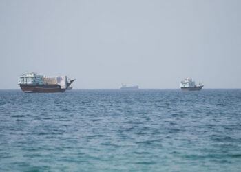 Vessels near the Strait of Hormuz, as seen from Musandam
