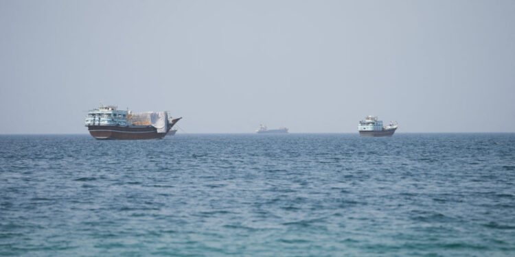 Vessels near the Strait of Hormuz, as seen from Musandam