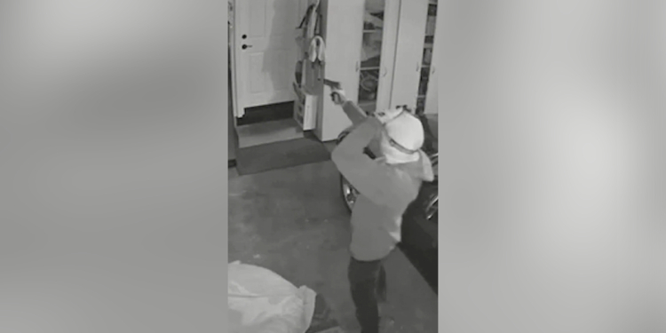 Burglary suspect points firearm inside California garage
