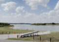 Lake Corpus Christi at 11.8% capacity Oct. 20, 2025. At the time this was the only operational boat ramp out of six in the state park.
