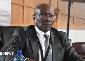Lt-Gen Dumisani Khumalo is seen testifying at a public inquiry into police corruption