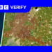A satellite image showing wildfire burn marks across a large area of land in south-western France near Bordeaux