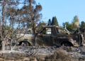 A vehicle that burned at the Hawk Fire in Reno