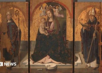 Five of the surviving panels of the San Gregorio Polyptych by Antonello da Messina.