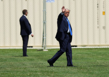 U.S. President Trump boards Marine One at the White House in Washington