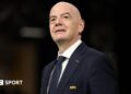 Fifa president Gianni Infantino is seen before the World Cup 2026 Group D match between Australia and Turkey