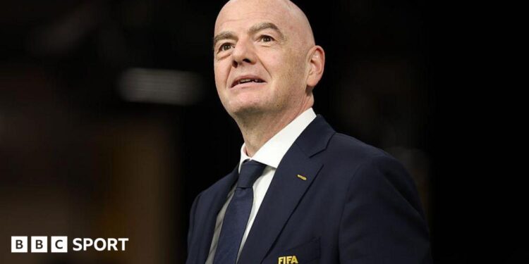 Fifa president Gianni Infantino is seen before the World Cup 2026 Group D match between Australia and Turkey