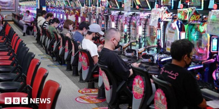 File photo of a pachinko parlour in Japan