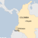 Map showing Colombia with a marker for the capital, Bogota, and the location of the mine, in the south of the country in Nariño province.
