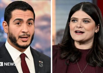 A composite image of U.S. Senate candidate Abdul El-Sayed and U.S. Rep. Haley Stevens