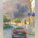 A plume of smoke rising over Novorossiysk
