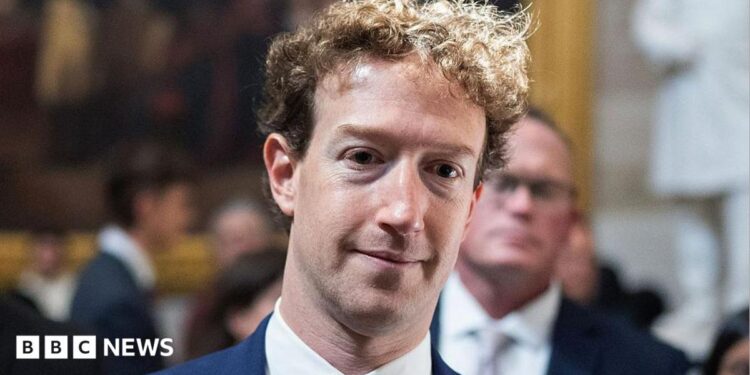 Mark Zuckerberg, CEO of Meta, pictured outside the US Capitol after a meeting