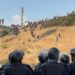 Spanish military personnel at the Tarajal border in Ceuta, Spain